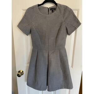 Topshop Womens Sz 4 Dress Pleated Fleece Heather Gray Moldova Short Sleeve